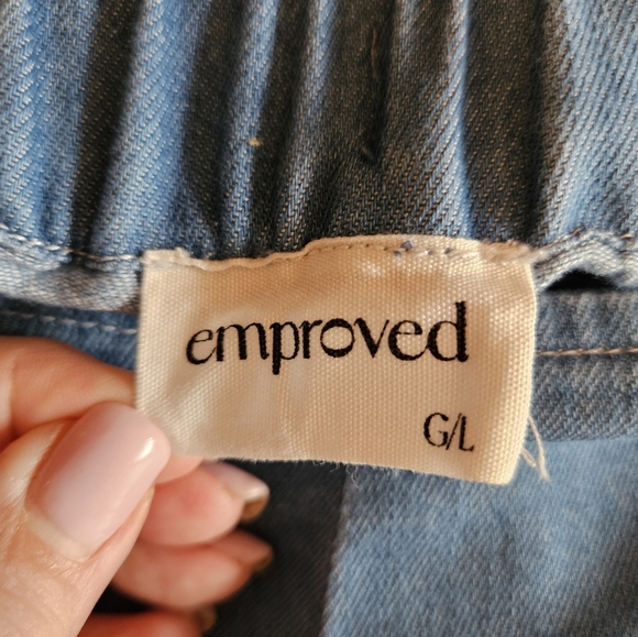 EMPROVED wide leg chambray pants. Size large - Picture 3 of 3